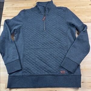 LLBean Women’s Quilted 1/4 Zip Sweatshirt Heathered Gray Size M Kanga Pocket